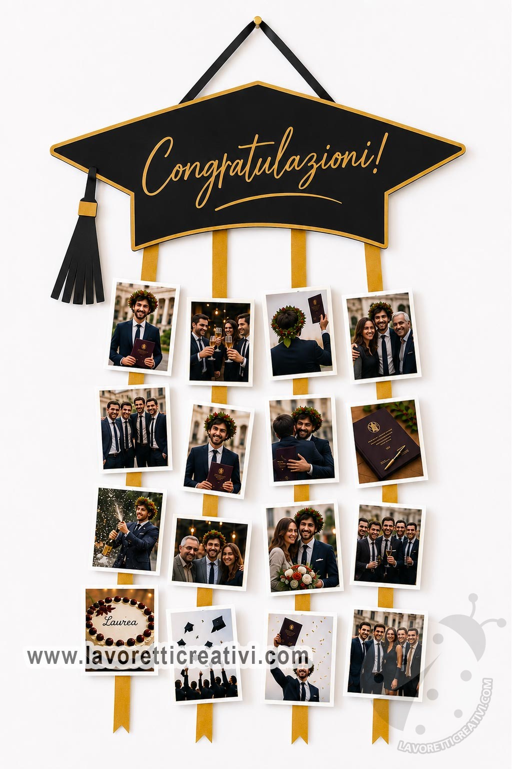 addobbo festa laurea con foto ricordo