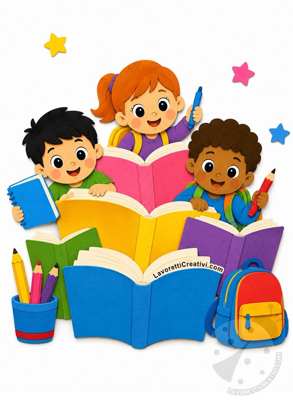 bambini a scuola con libri
