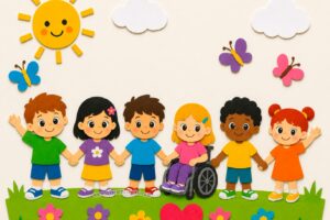 Bambini in gruppo colorati 9 bambini in gruppo