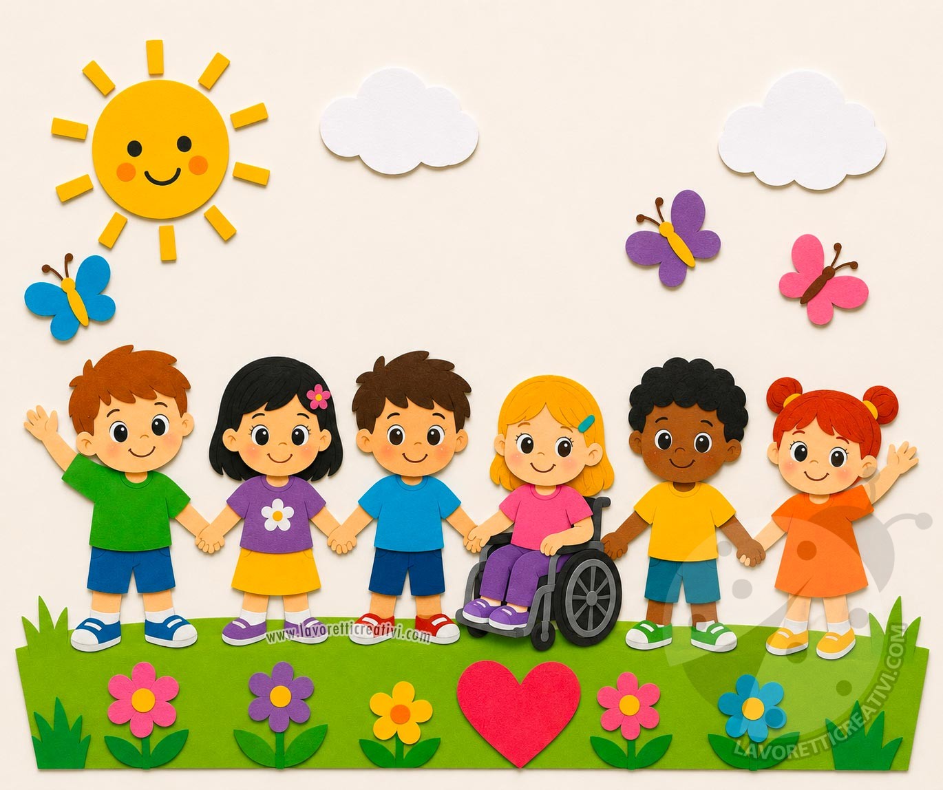 Bambini in gruppo colorati 7 bambini in gruppo