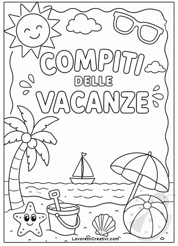 Copertina compiti per le vacanze estive da colorare 7 copertina compiti delle vacanze estive