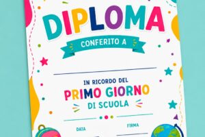 Diploma ricordo Primo giorno di scuola da stampare 13 diploma ricordo primo giorno di scuola