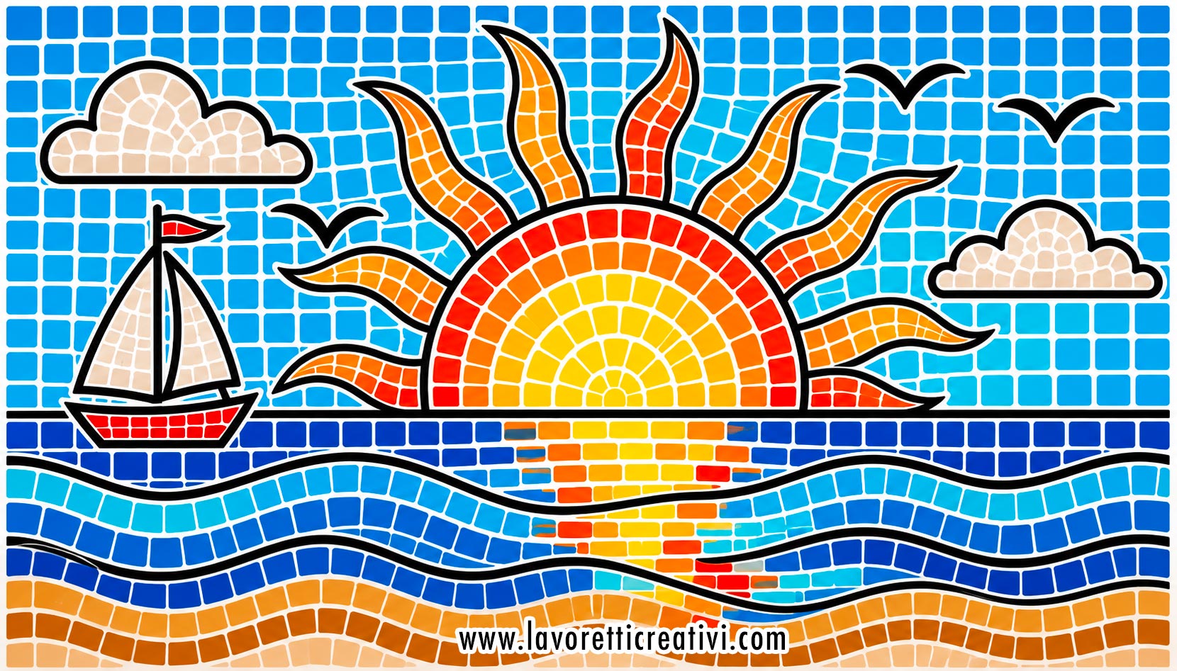 paesaggio marino a mosaico