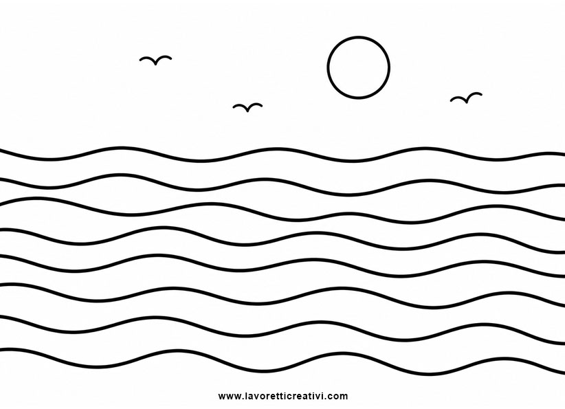 Disegni del mare da colorare 10 paesaggio marino minimalista