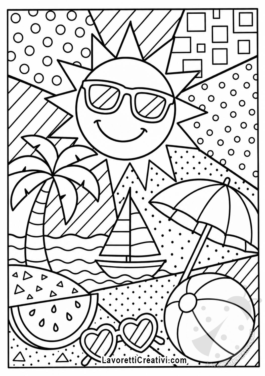 Estate Pop Art da Colorare 8 spiaggia stile pop art