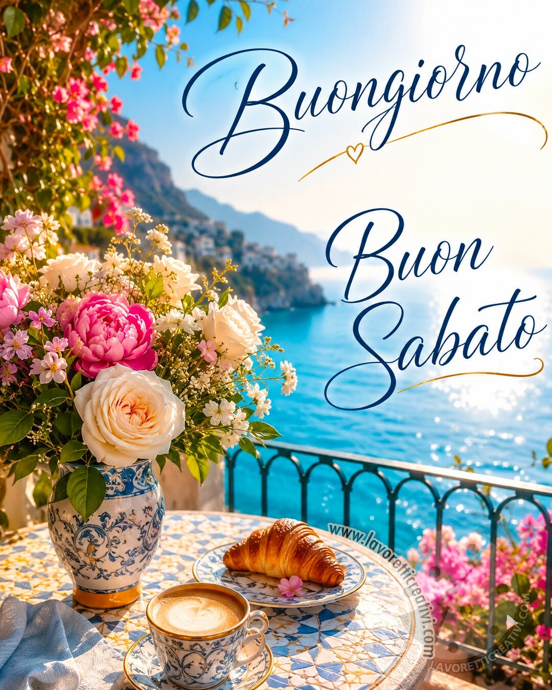 Buon sabato estivo 8 Buongiorno e buon sabato estivo con caffè e cornetto