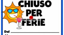 cartello chiuso per ferie con sole