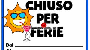 cartello chiuso per ferie con sole
