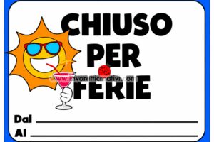 cartello chiuso per ferie con sole