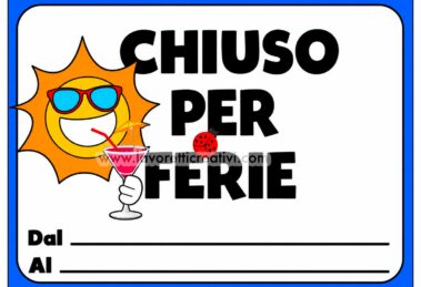cartello chiuso per ferie con sole