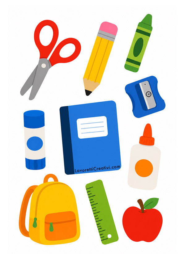 Clip art scuola 8 Clip art scuola con materiale scolastico colorato