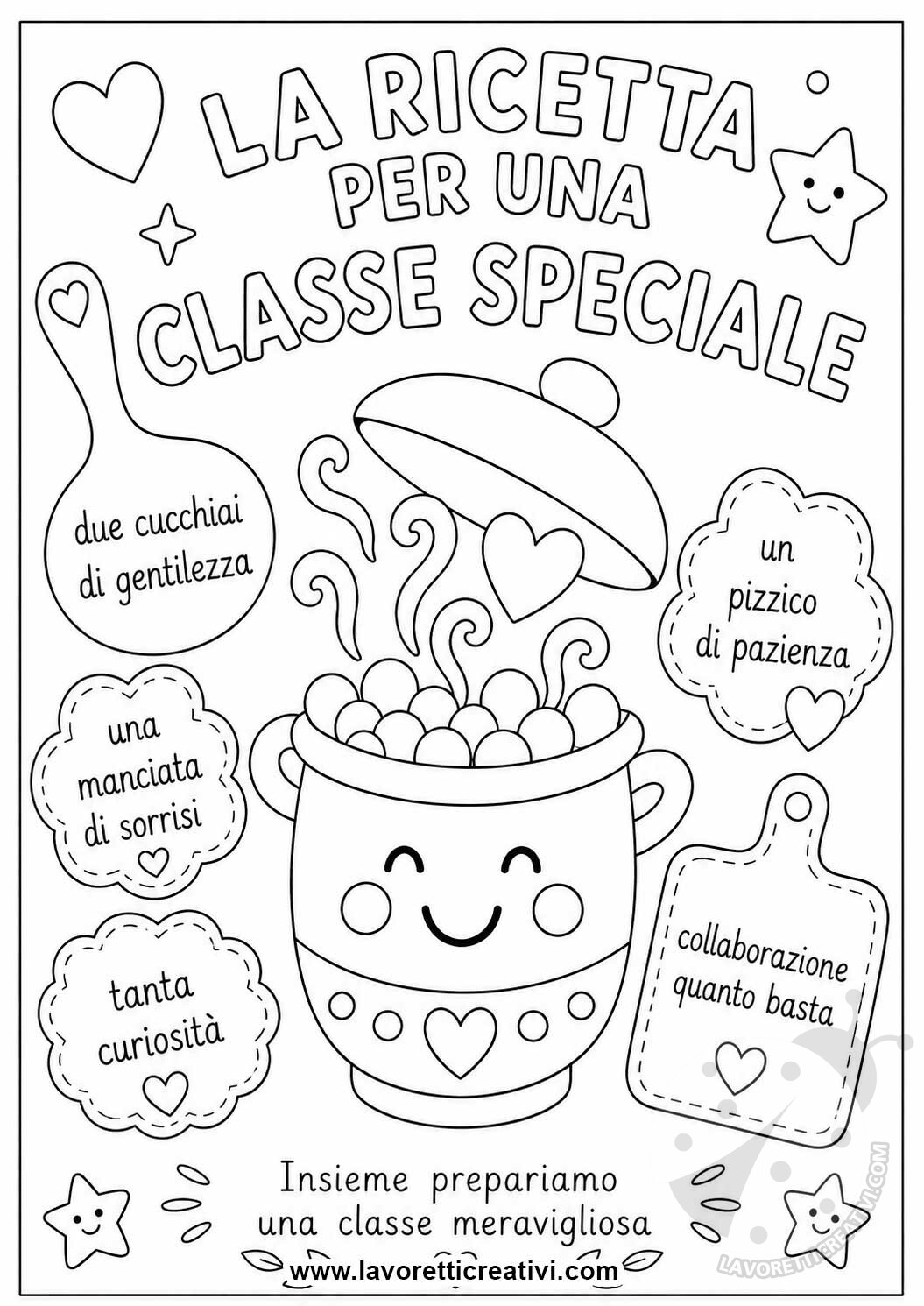 La ricetta per una classe speciale: un cartellone per la scuola 8 la ricetta per una classe speciale da colorare