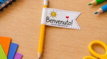 matita con bandierina benvenuto
