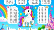 tabelline con unicorno da stampare