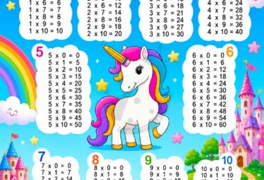 tabelline con unicorno da stampare