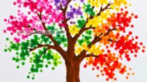 albero dei colori con cotton fioc