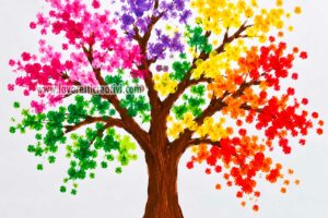 albero dei colori con cotton fioc