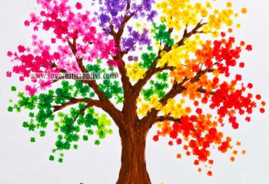 albero dei colori con cotton fioc