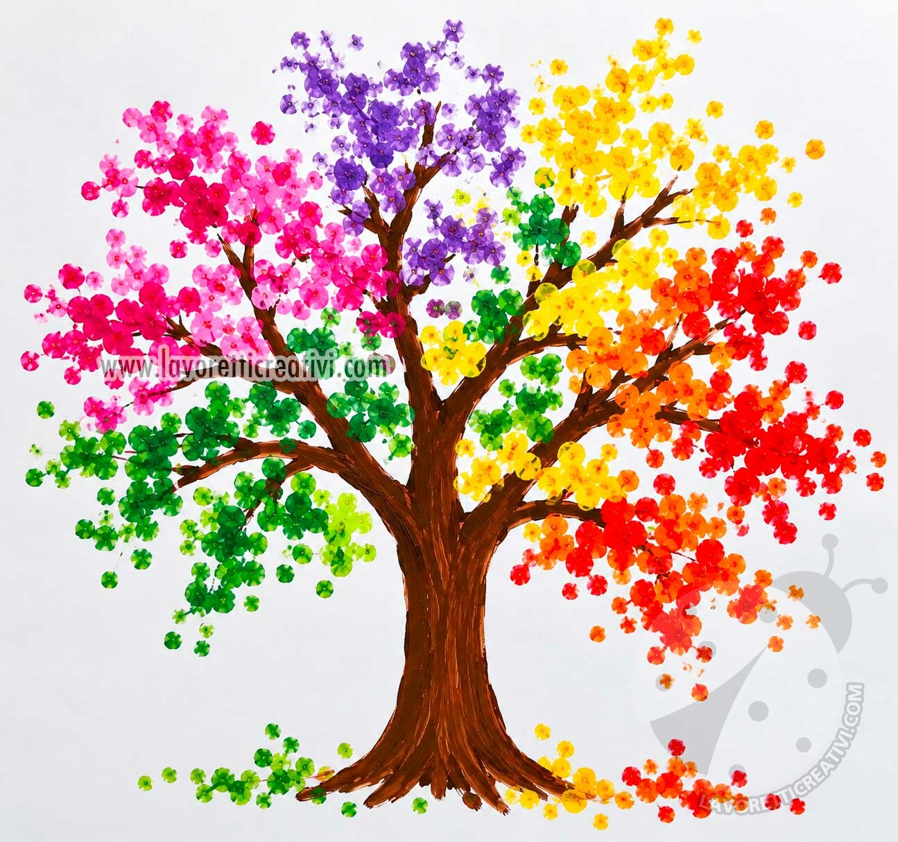 Albero con i cotton fioc 9 albero dei colori con cotton fioc