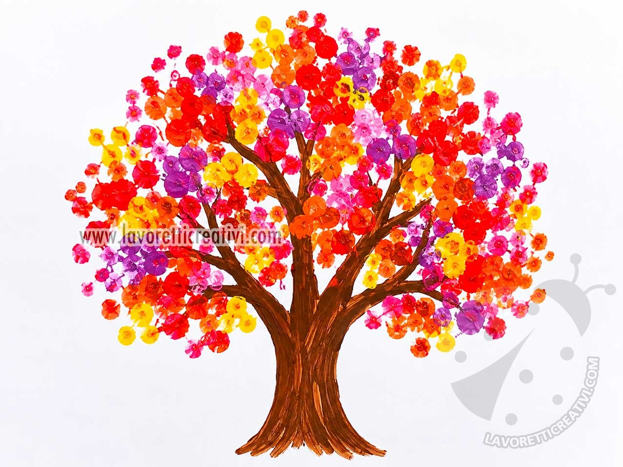 Albero con i cotton fioc 8 albero in autunno cotton fioc