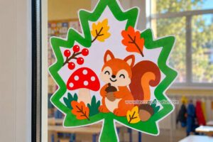 decorazione finestra con scoiattolo
