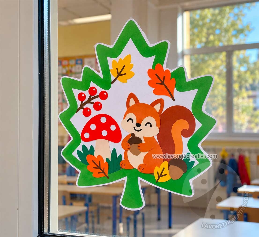 decorazione finestra con scoiattolo