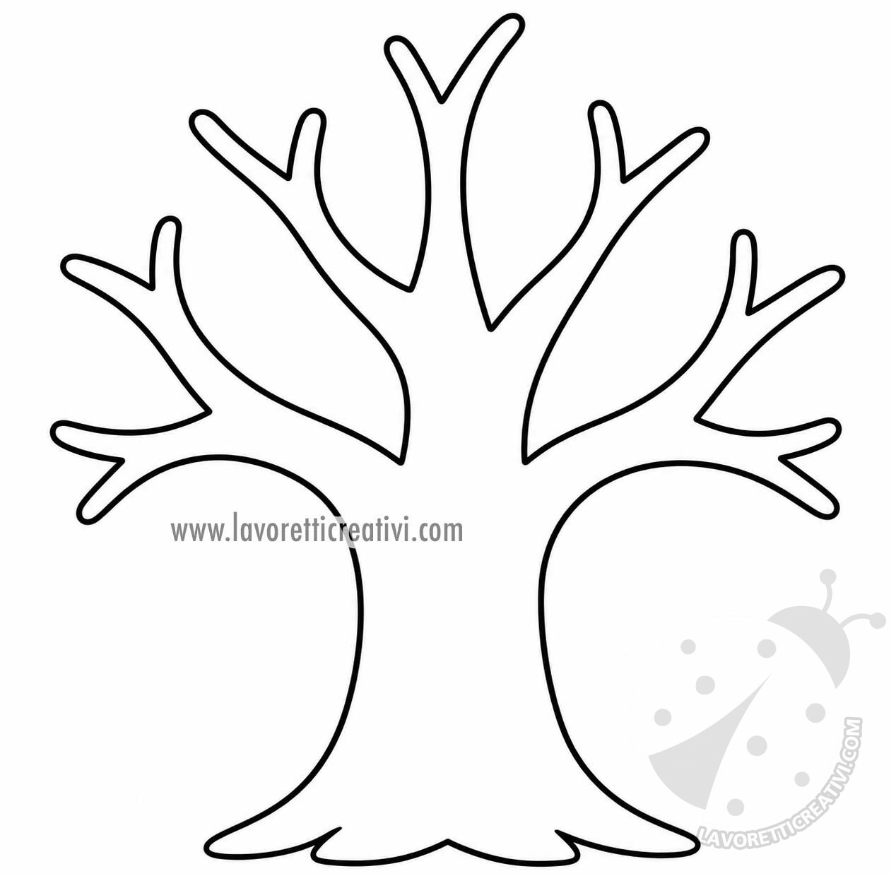 albero spoglio da colorare