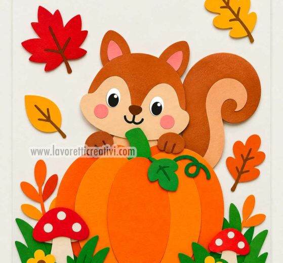 zucca con scoiattolo decorazione