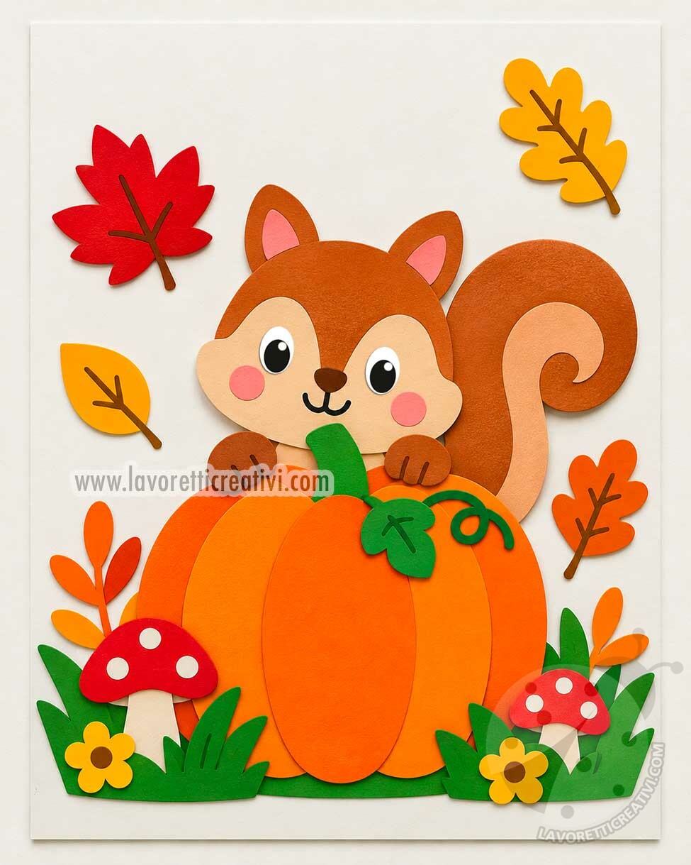 Zucca con scoiattolo: decorazione autunnale per la scuola dell’infanzia 7 zucca con scoiattolo decorazione