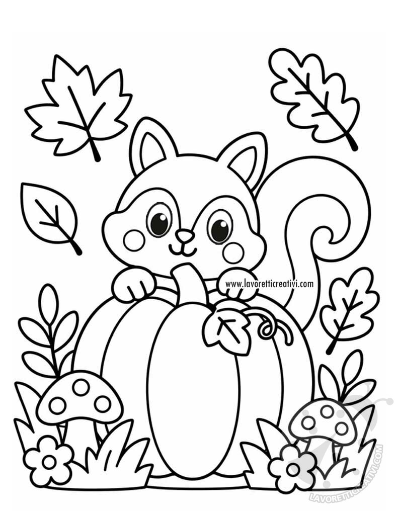 Zucca con scoiattolo: decorazione autunnale per la scuola dell’infanzia 8 zucca con scoiattolo disegno