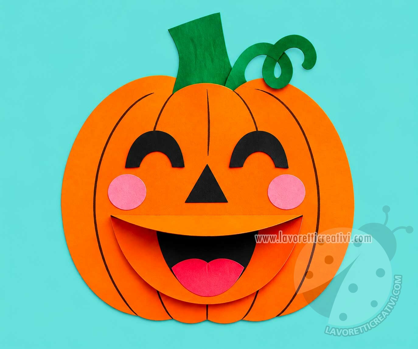 Zucca con la bocca che si apre e si chiude 7 zucca di carta bocca aperta